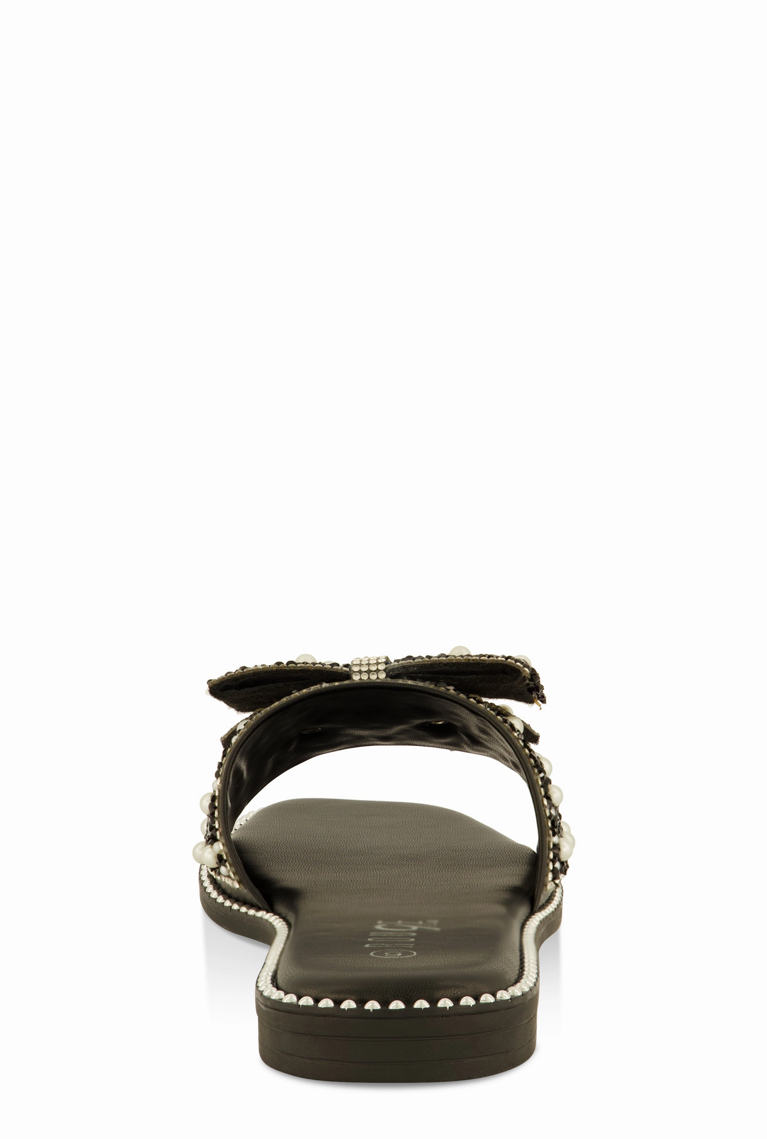 Studded Bow Band Slide Sandals