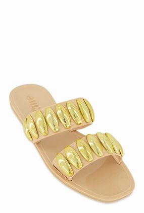 Studded Double Band Jelly Sandals
