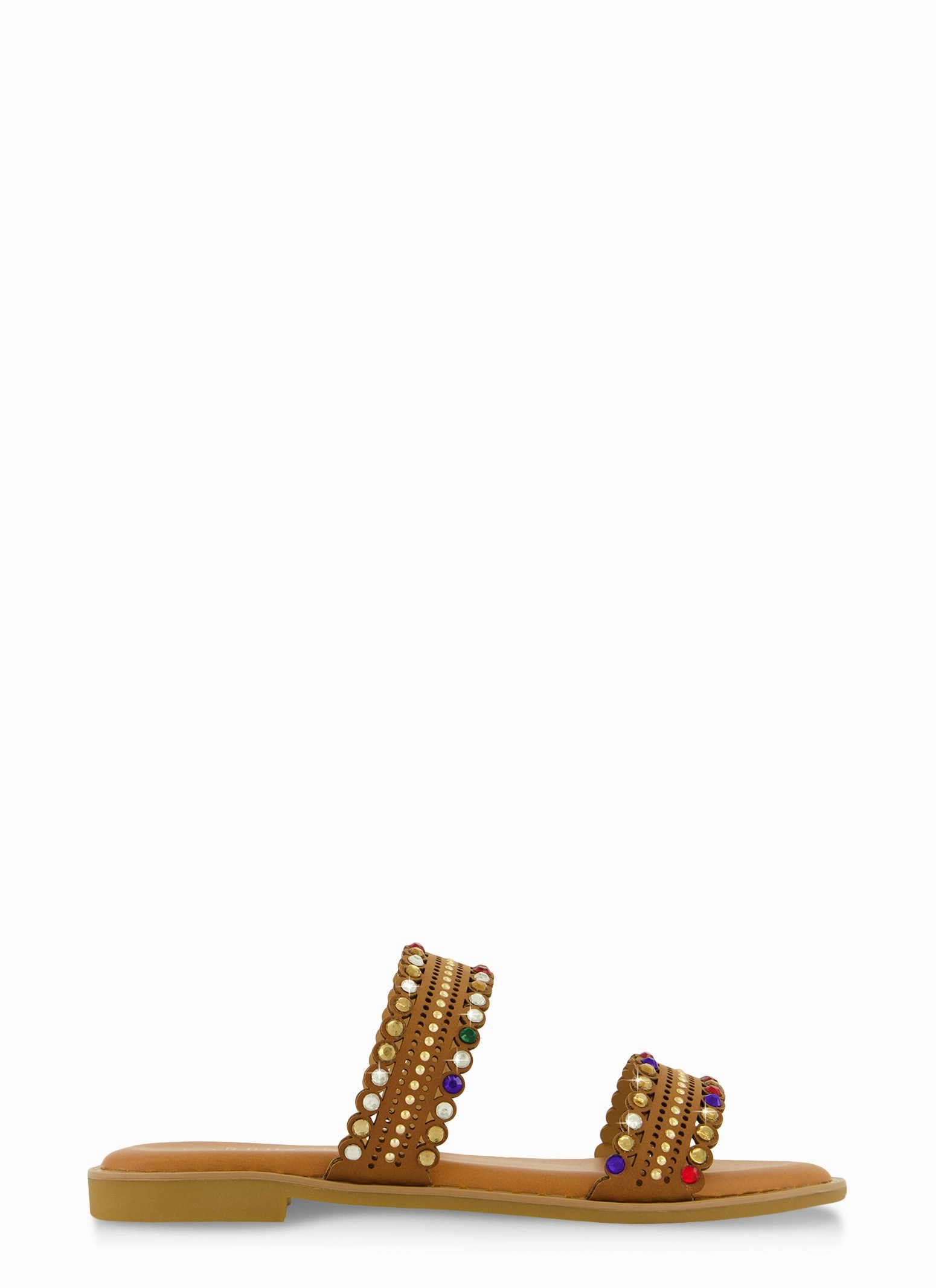 Studded Double Band Slide Sandals