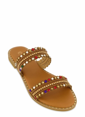 Studded Double Band Slide Sandals
