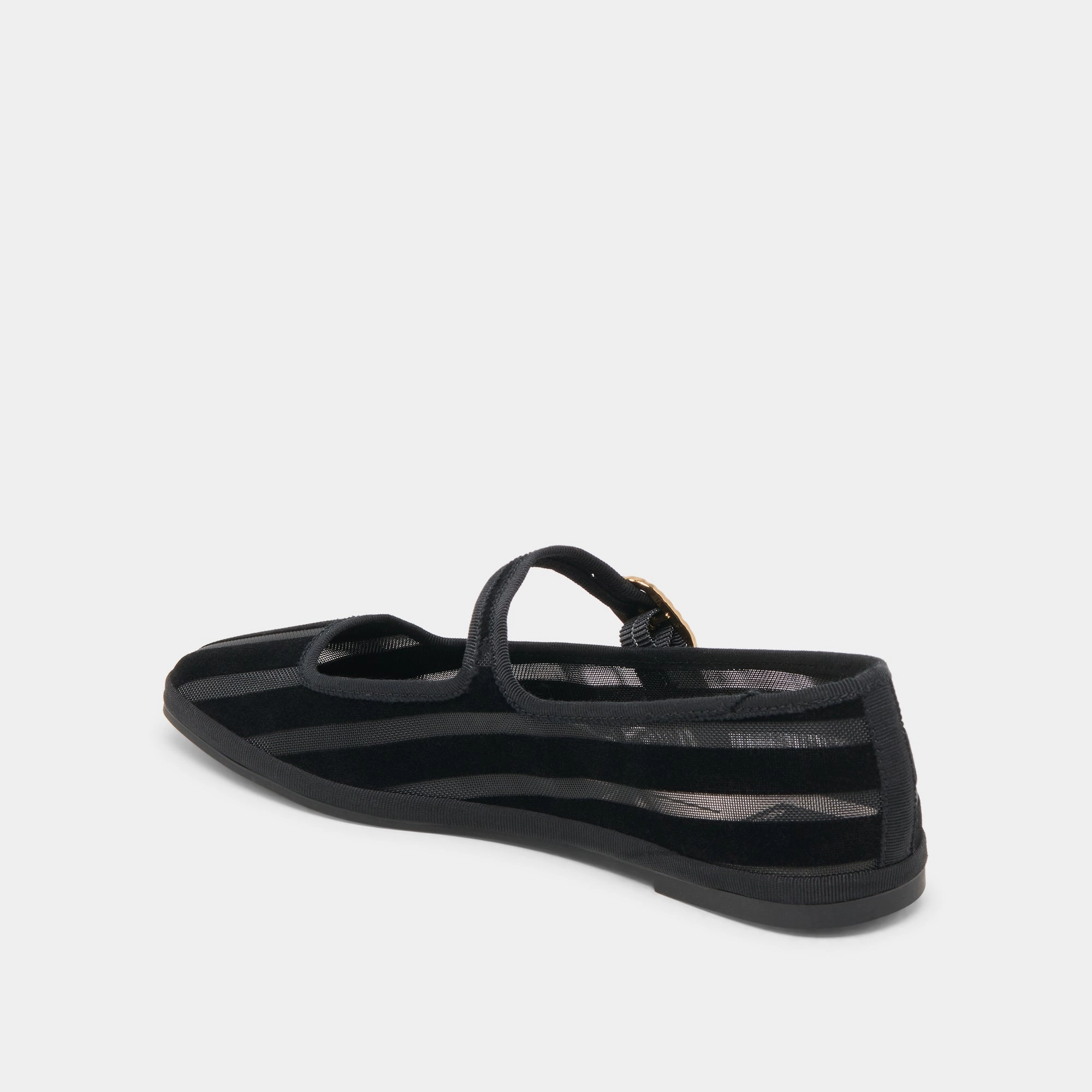 TAMEKA BALLET FLATS BLACK STRIPE MESH