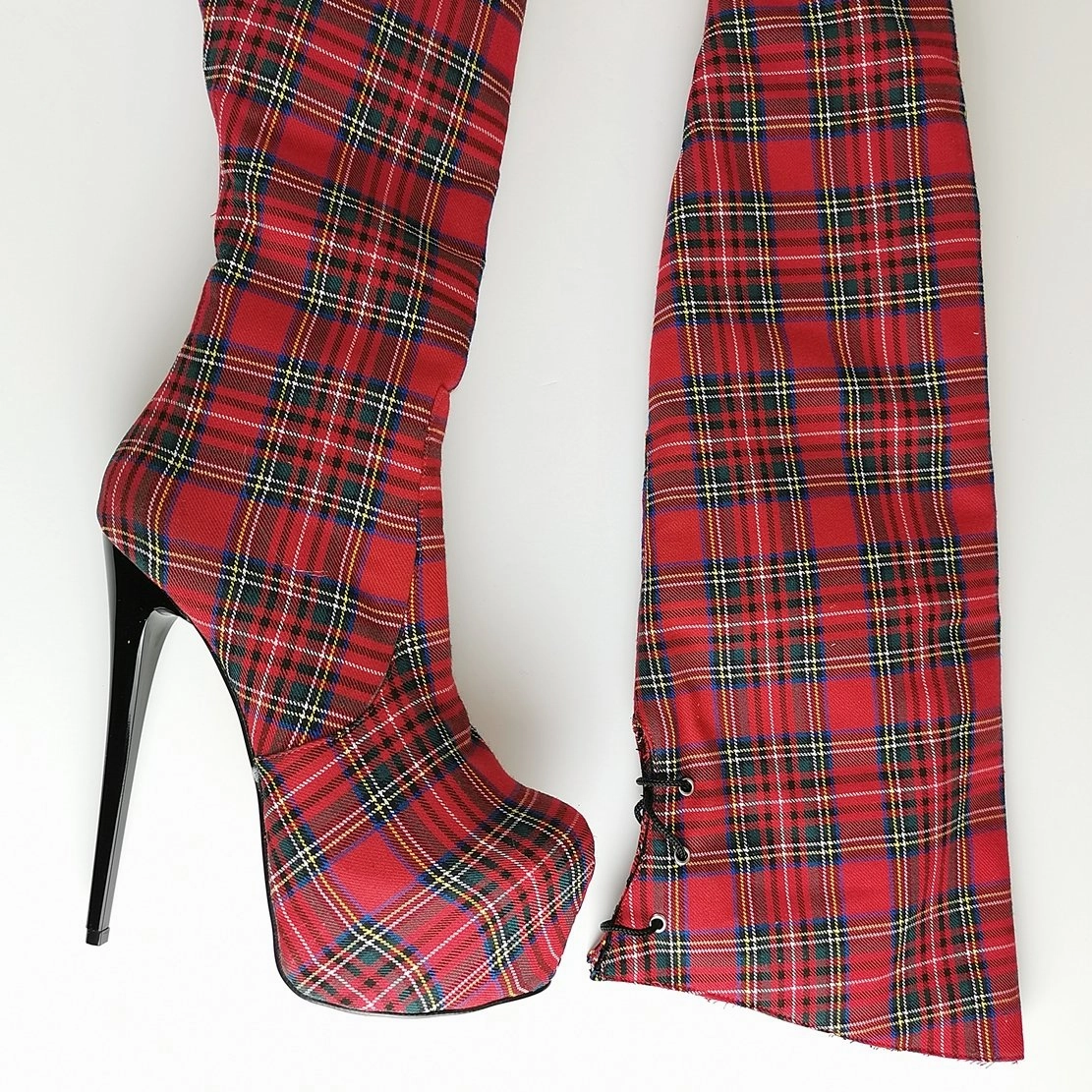 Tartan Thigh High Platform Boots