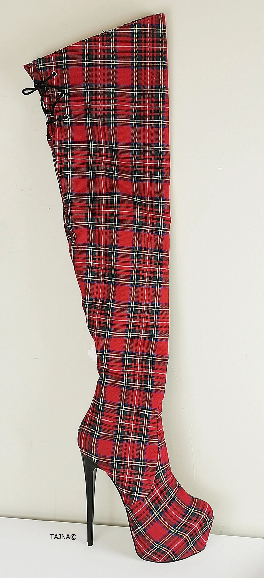 Tartan Thigh High Platform Boots