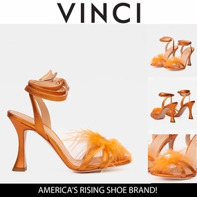 The Siena Orange Leather Ankle Strap Plumed Women Sandal