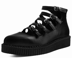 TUK A9417L Black TUKskin™ Multi-Strap Pointed Mary Jane Creeper