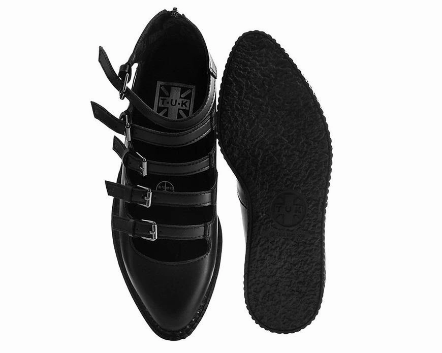 TUK A9417L Black TUKskin™ Multi-Strap Pointed Mary Jane Creeper