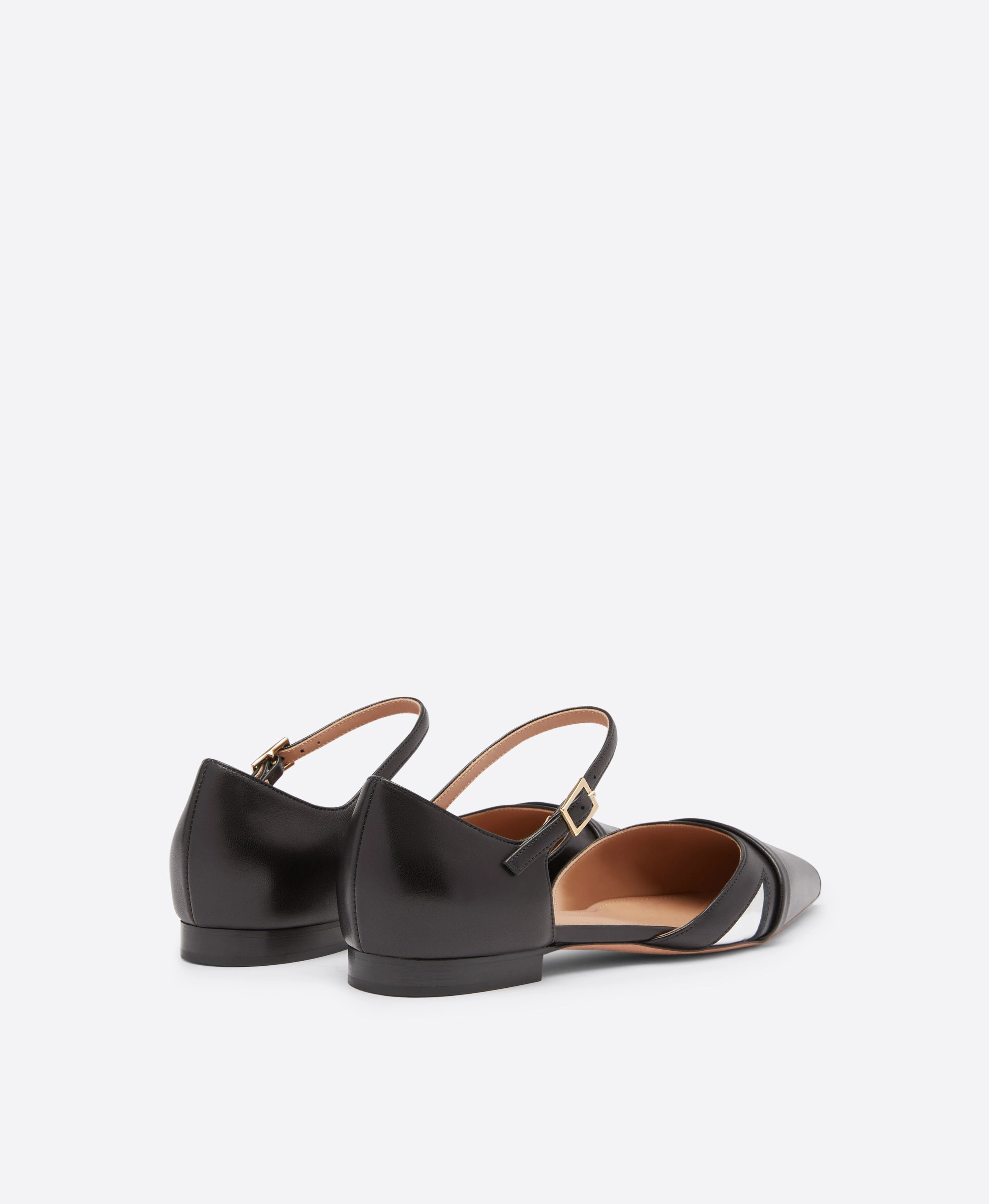 Ulla Black Leather Flat Pumps