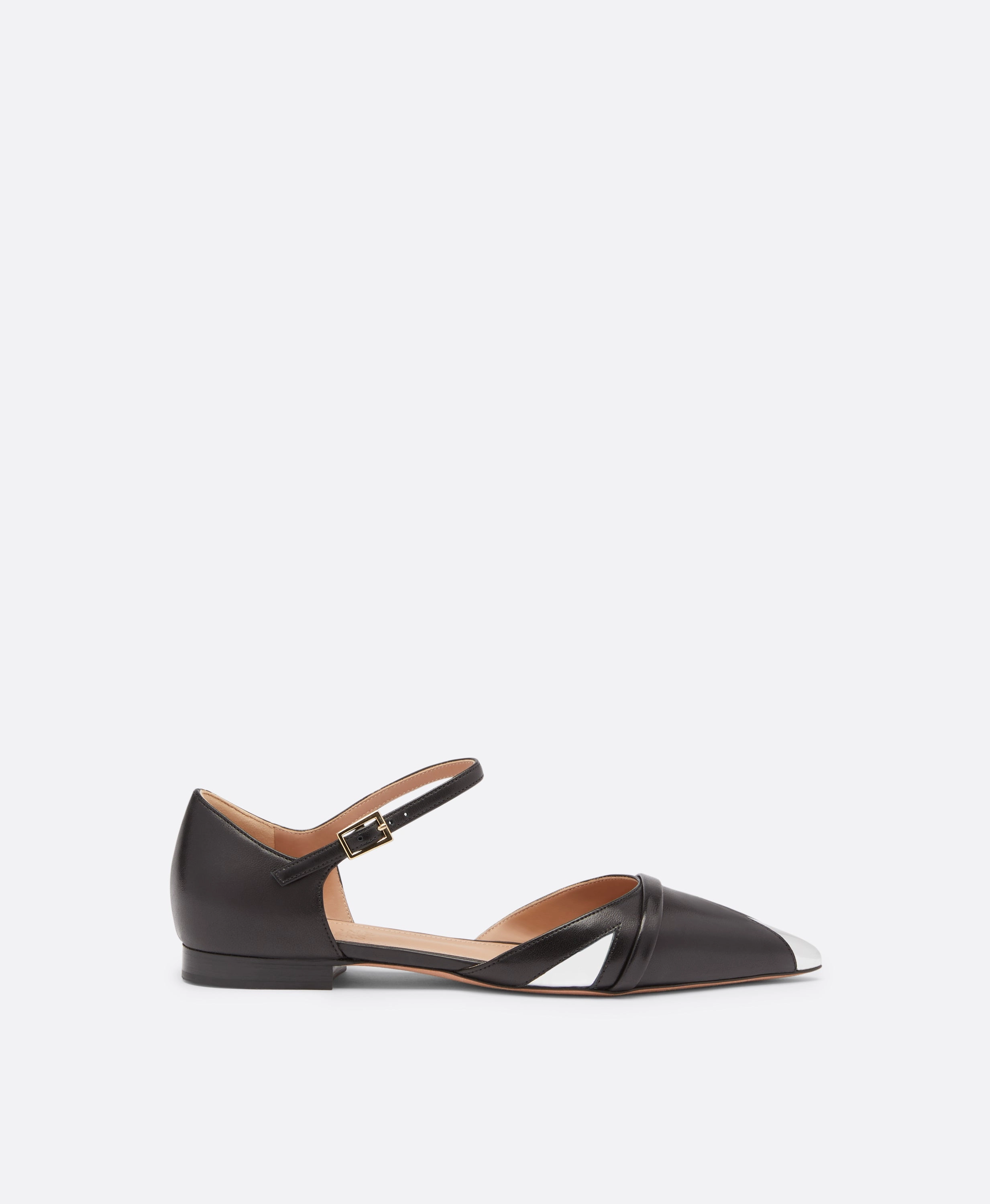 Ulla Black Leather Flat Pumps