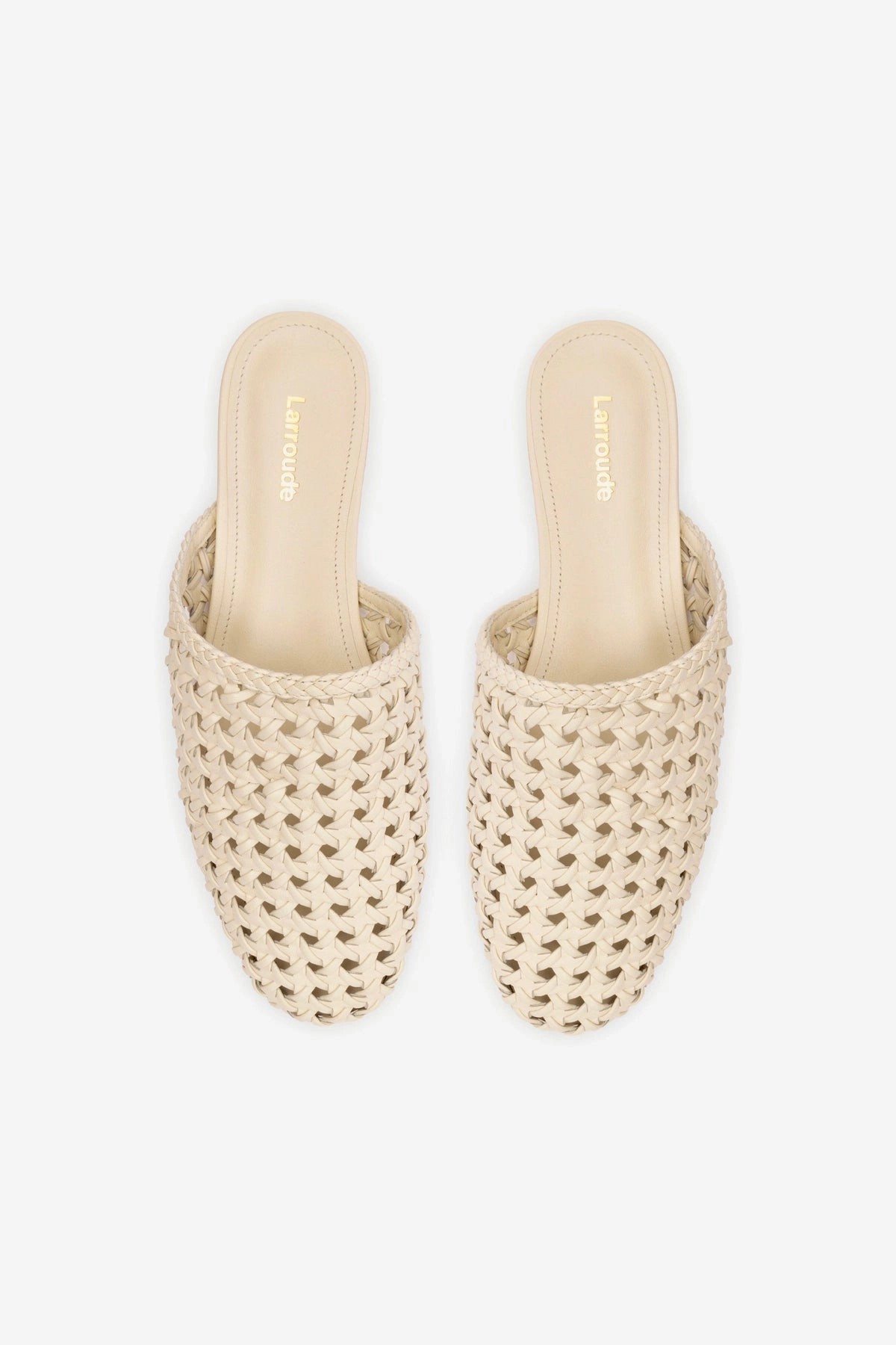 Venice Macrame Flat Mule In Ivory Leather