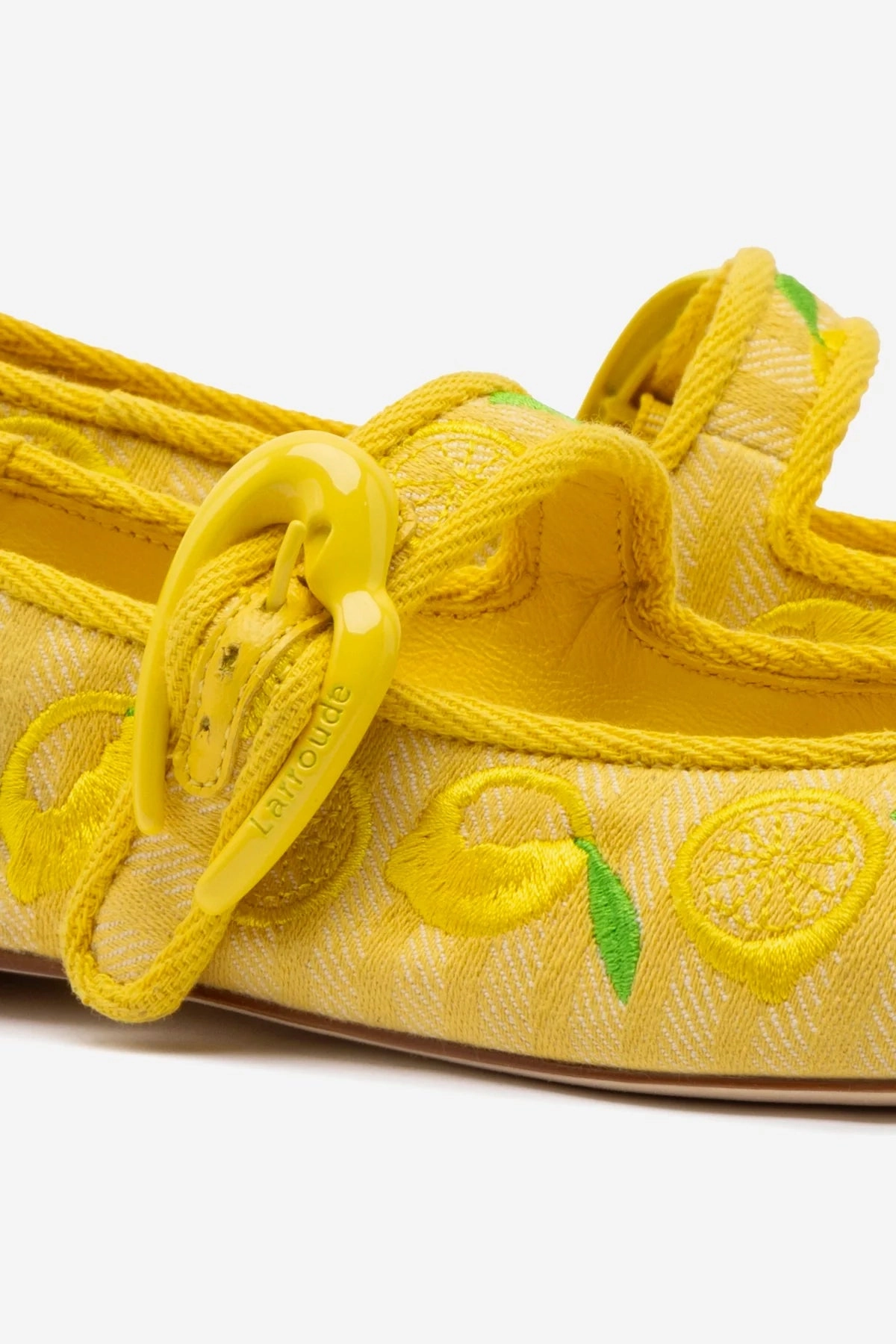 Verona Ballet Flat In Sunrise Striped Fabric and Sicilian Lemon Embroidery