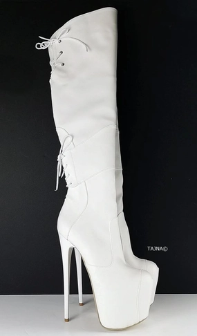White Matte High Heel Over the Knee Boots